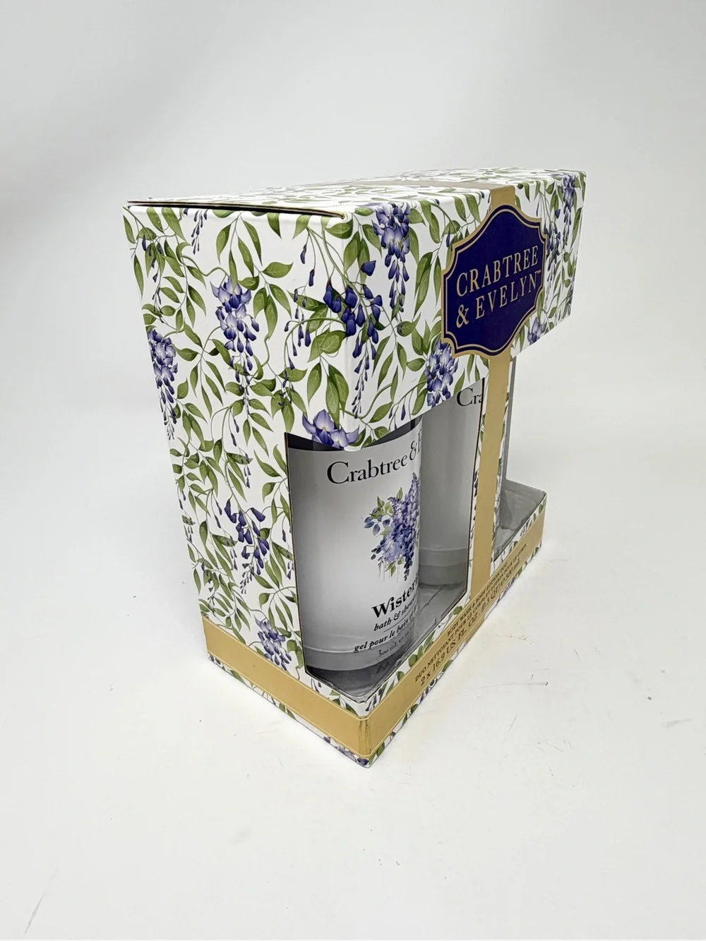 NWT Crabtree & Evelyn Wisteria Bath & Body Set Shower Gel and Lotion